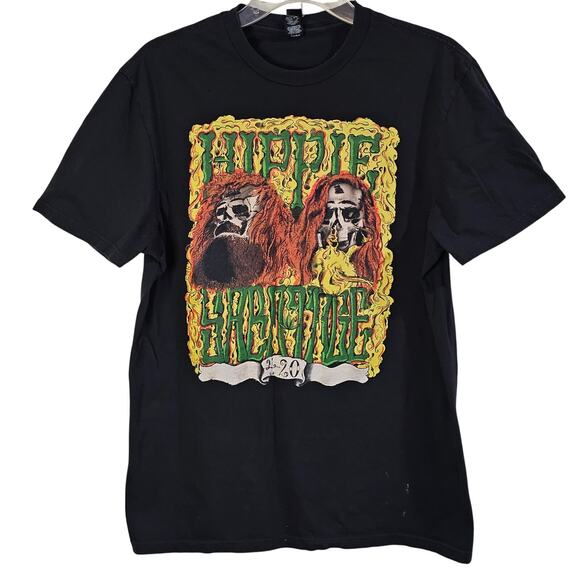 District Mens T Shirt Sz L Streetwear Hippie Festival Indie Sleaze Graphic Black - Picture 2 of 8